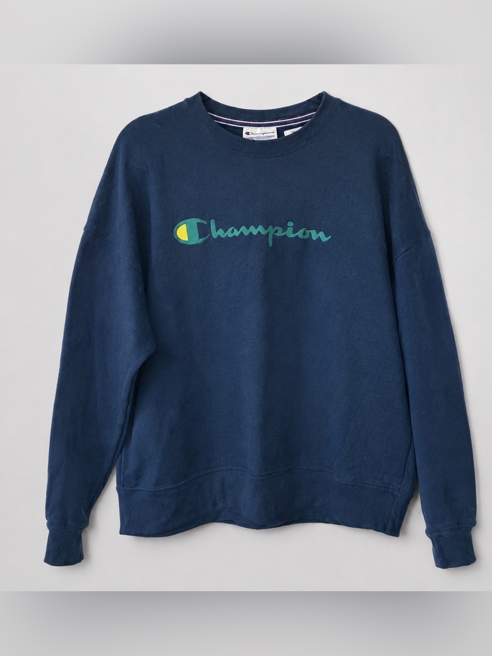 Champion Blue Embroidered Logo Crewneck Sweatshirt Medium